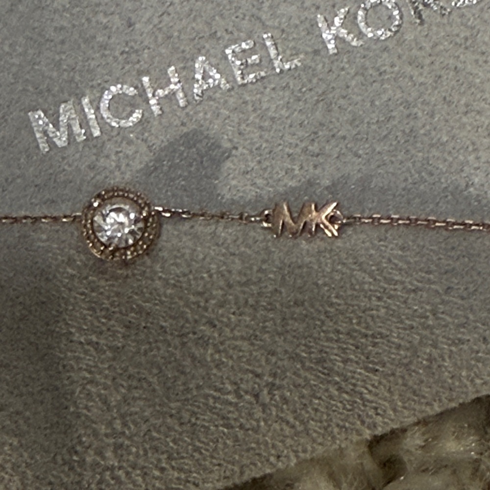 Michael Kors Rose Gold with Crystal Charm Brilliance CZ Pendant Necklace - Picture 11 of 13